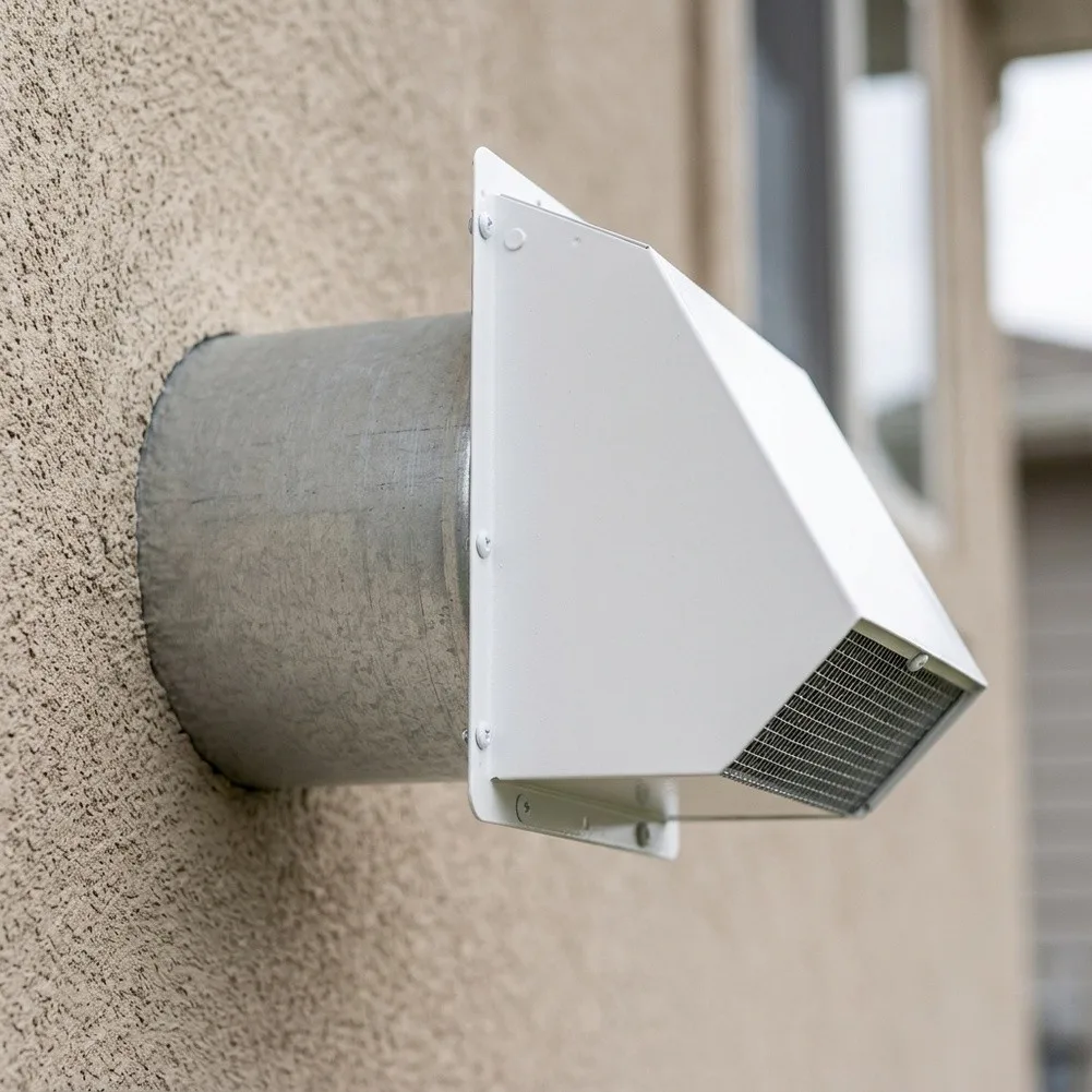 Dryer Vent Cover 6 Inch Metal Wall Cowl with 20cm Extended Hood and Detachable Mesh Screen for Residential Venting