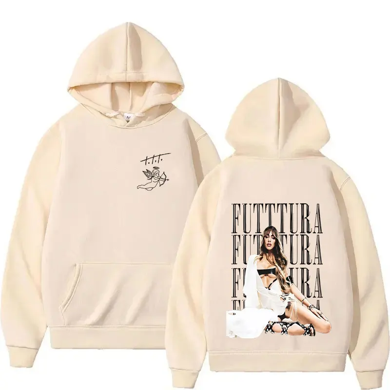 المغني TINI STOESSEL Tour 2025 Harajuku الجمالية المتضخم هوديس رجالي الخريف/الشتاء الصوف عادية القوطية كم طويل البلوز