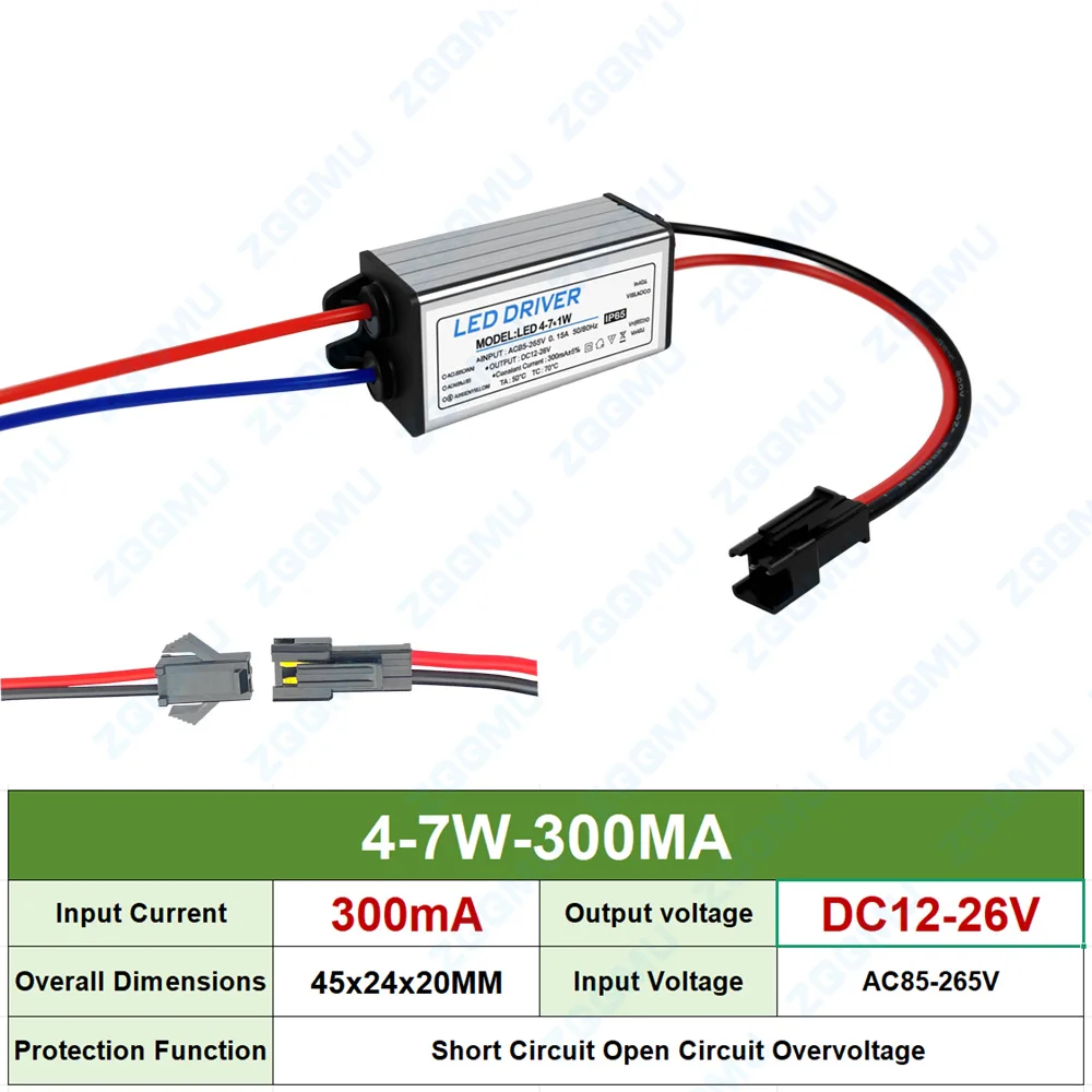 LED Driver 1-3W 3-5W 4-7W 8-12W 18W 18-24W 30W 36W 300MA 600MA 900MA Outdoor Waterproof Isolation Voltage Driving Power Supply