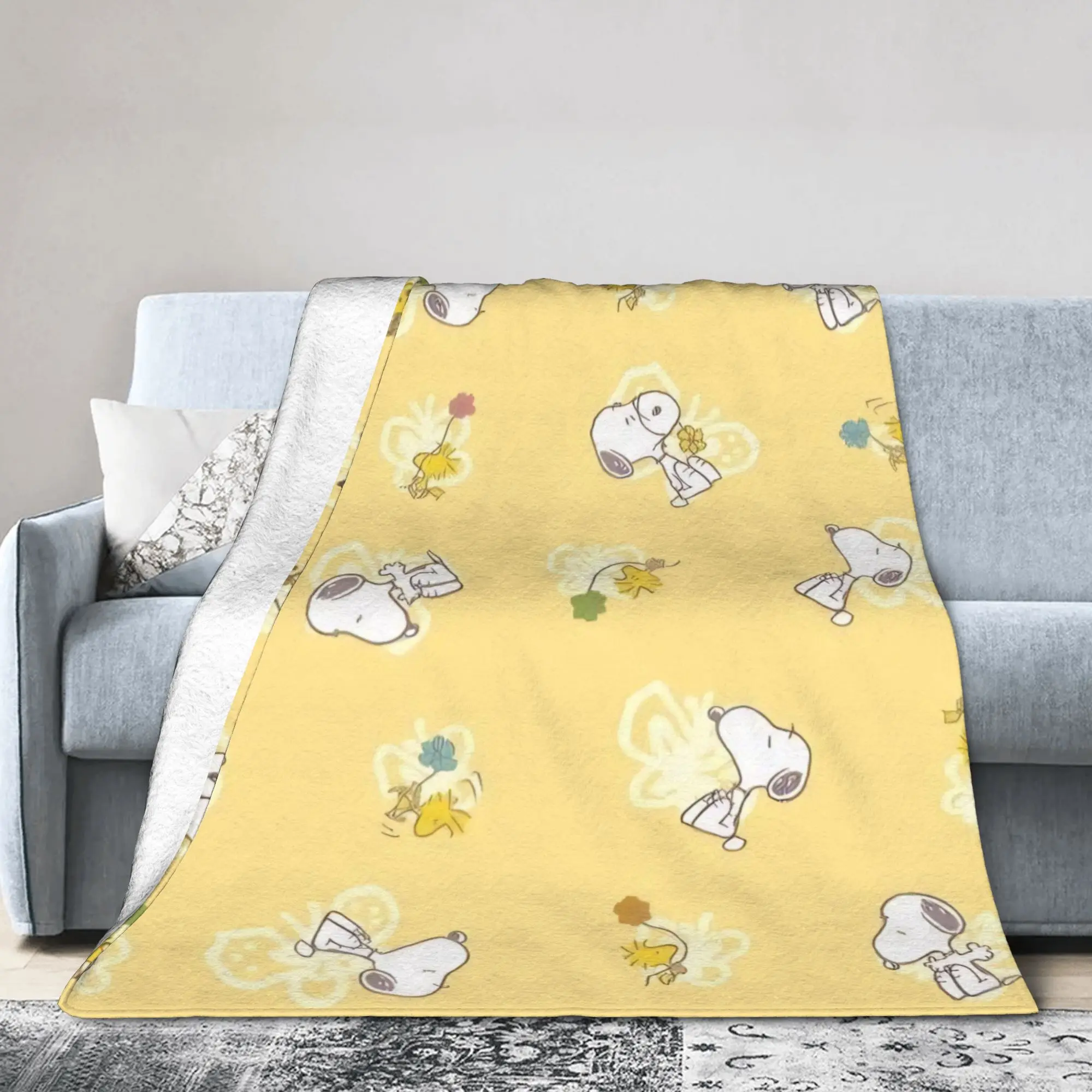 Cute Woodstocks S-Snoopys Blanket Cover Coral Fleece Plush  Lightweight Throw Blankets for Home Couch Bedroom Quilt