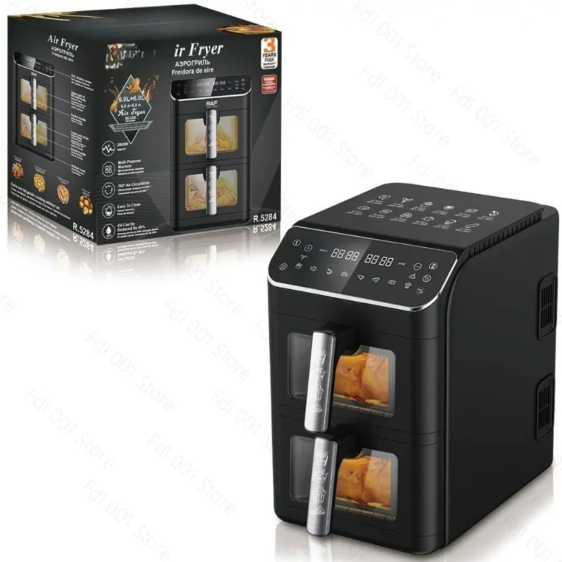 Intelligent Double Pot Electric Oven Upper Lower Heating Design Large Capacity Household Air Fryer