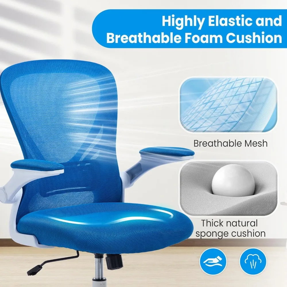 Ergonomiczne krzesło biurowe z podparciem lędźwiowym i podnoszonymi podłokietnikami - wygodne krzesło komputerowe do użytku w domu i na biurze.