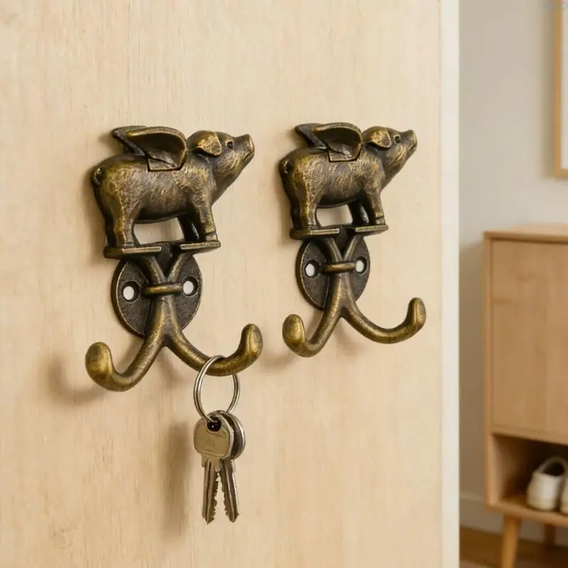 23GA Creative Pig Shaped Wall Hook for Organizing Clothes Keys Home Decoration - view 3