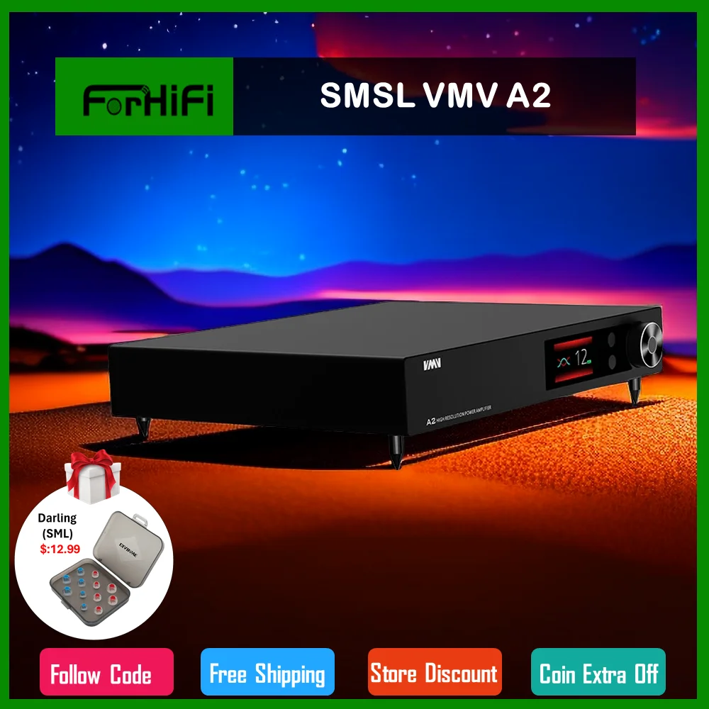 

SMSL VMV A2 High resolution power amplifier 32bit 768KHZ DSD512 bluetooth XMOS 200w subwoofer pre output 2.1 audio power amp