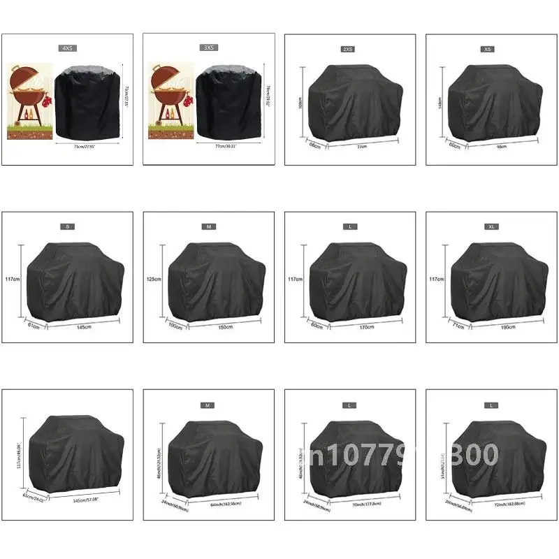 190T 210D BBQ Cover Outdoor Dust Waterproof Weber Heavy Duty Grill Cover Rain Protective Outdoor Barbecue Cover Round