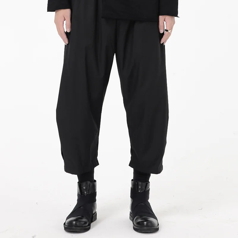 Men's Cropped Pants Black Loose Harlan Casual Pants Street Wear Men's Dark Mountain Style Plus-size Runway Show