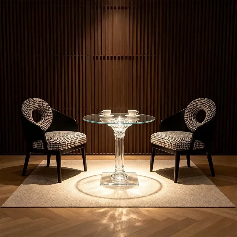 Factory Custom Modern Clear Acrylic Tempered Glass Top Side Table Eco-Friendly Durable Living Room Cafe Hotel Commercial