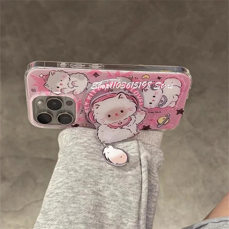 Korea Cute Cartoon Cat Magnetic Holder Grip Tok Griptok Phone Stand Phone Holder Support For iPhone 16 For Pad Magsafe Smart Tok