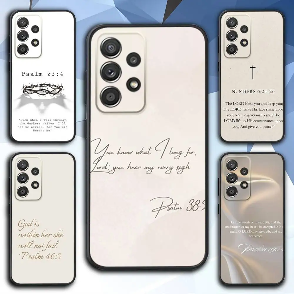 

J-Jesus B-Bible V-Verse Phone Case For Samsung S 25,24,23,22,30,21,10,9,Ultra,Plus,Lite,FE,4,5 G Soft Black Case