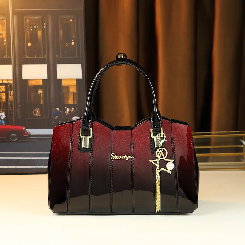 

Handbag 2 New Fashionable Bright Leather Women's Single Shoulder Crossbody Simple and Elegant Versatile Bag