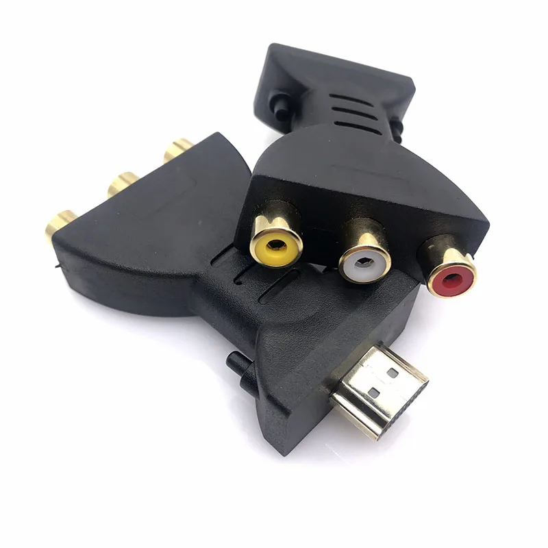 1PCS HDMI TO AV Gold-plated HDMI-compatible Male To 3 RGB RCA Video Audio Adapter AV Component Converter Connector For HDTV DVD