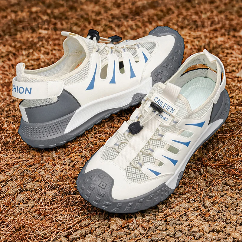 Men Outdoor Water Shoes Closed Toe Hiking Sandals Breathable Quick Dry Non-slip Thick Sole Trekking Wading Beach Camping Sneaker