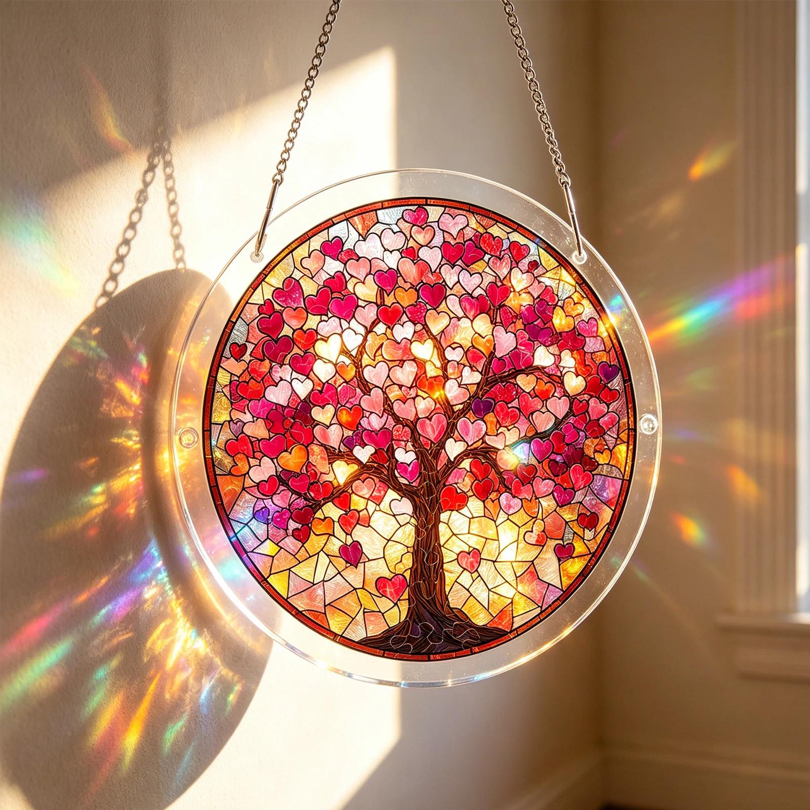 Suncatcher Window Hanging Puzzle with Chain DIY Suncatcher Puzzle Kits 7.36 Inch for Women Men Mom Birthday Gift Home Decor