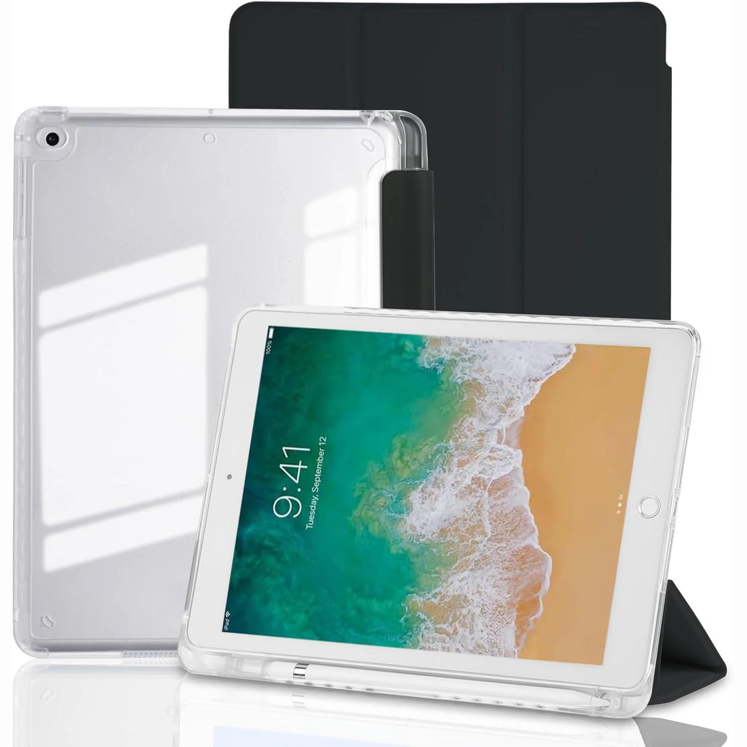 

Прозрачный хрустальный чехол для планшета с отделением для ручки для iPad Air 1 2 9,7 дюйма 2014 2017 2018 5-го 6-го поколения, чехлы с откидной магнитной подставкой из искусственной кожи