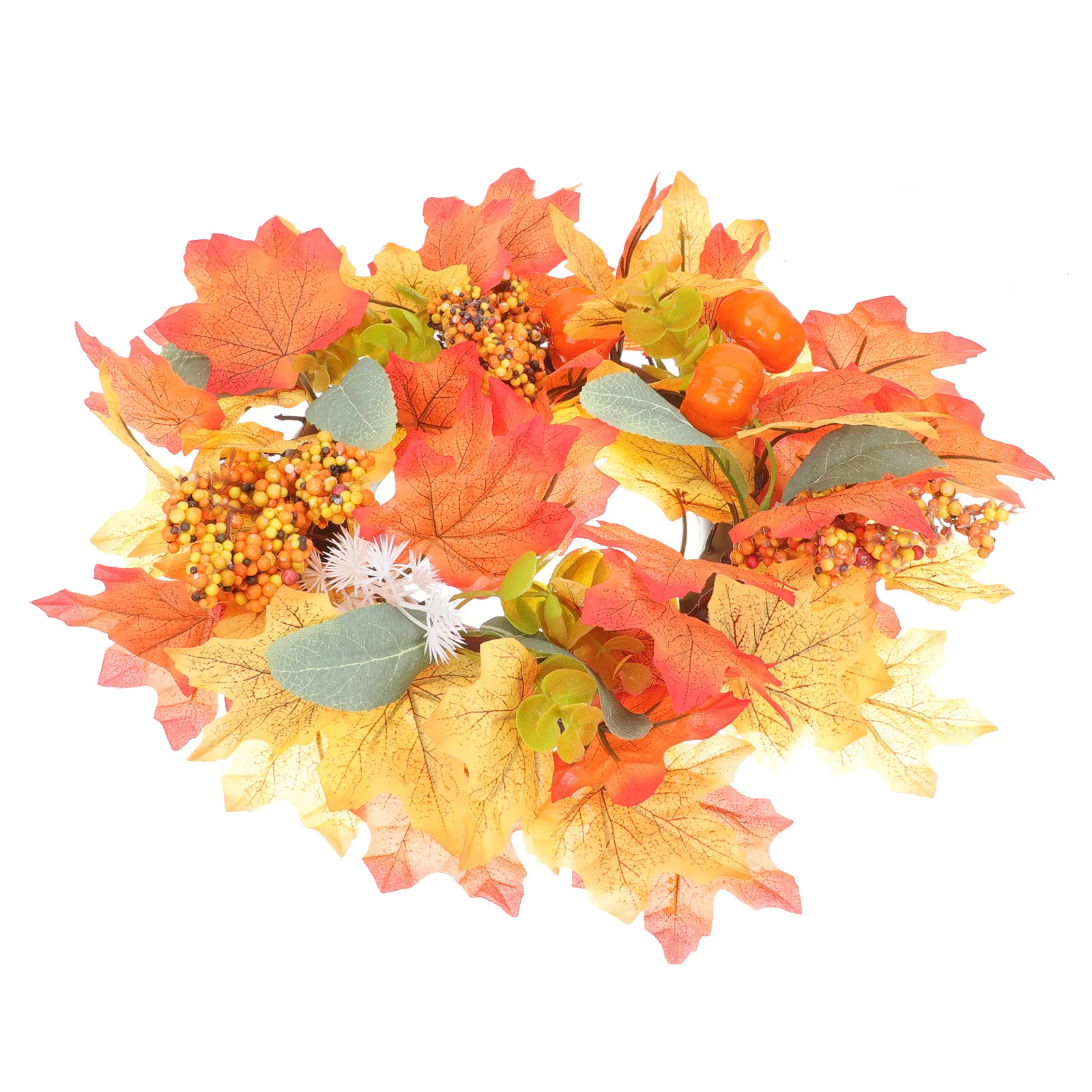 

Chic Halloween Pumpkin Wreath Fake Maple Leaf Festival Decoration Door Tabletop Holder Wreaths Simulated Garland Party