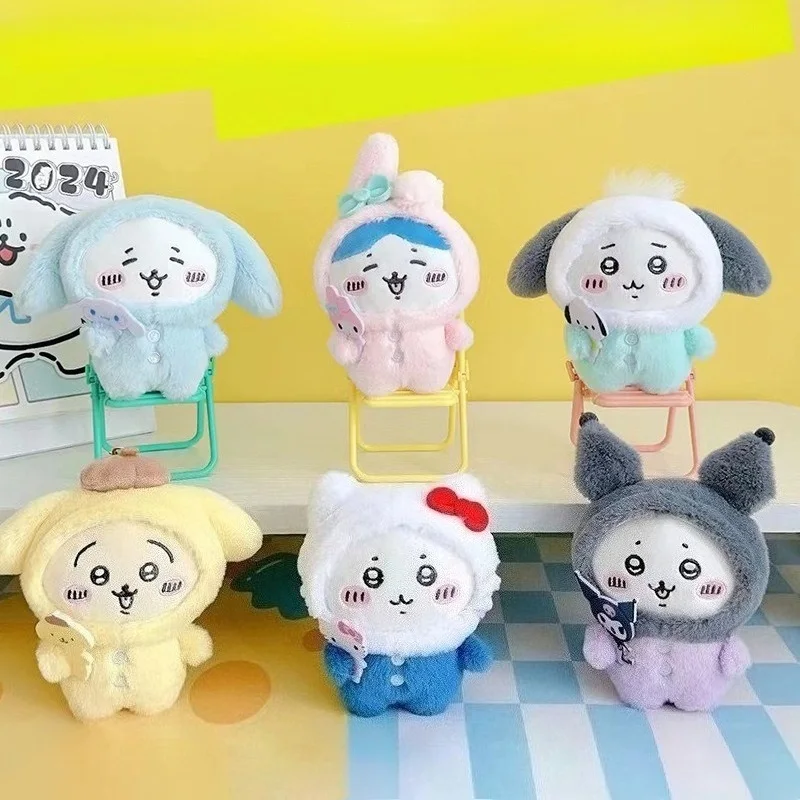 

New Sanrio Kuromi Chikawa Plush Dolls Keychain Backpack Pendant Decor Cartoon Cute My Melody Hachiware Stuffed Toys Kawaii Gift