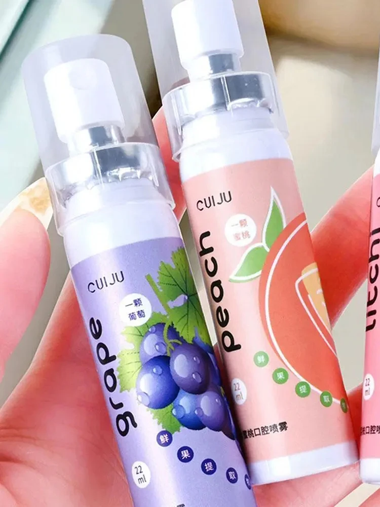 Oral Fresh Spray 22ml Mouth Freshener 5 Smell Fresh Breath Mouth Fruit Litchi Peach Grape Flavor Persistent Portable Oral Care