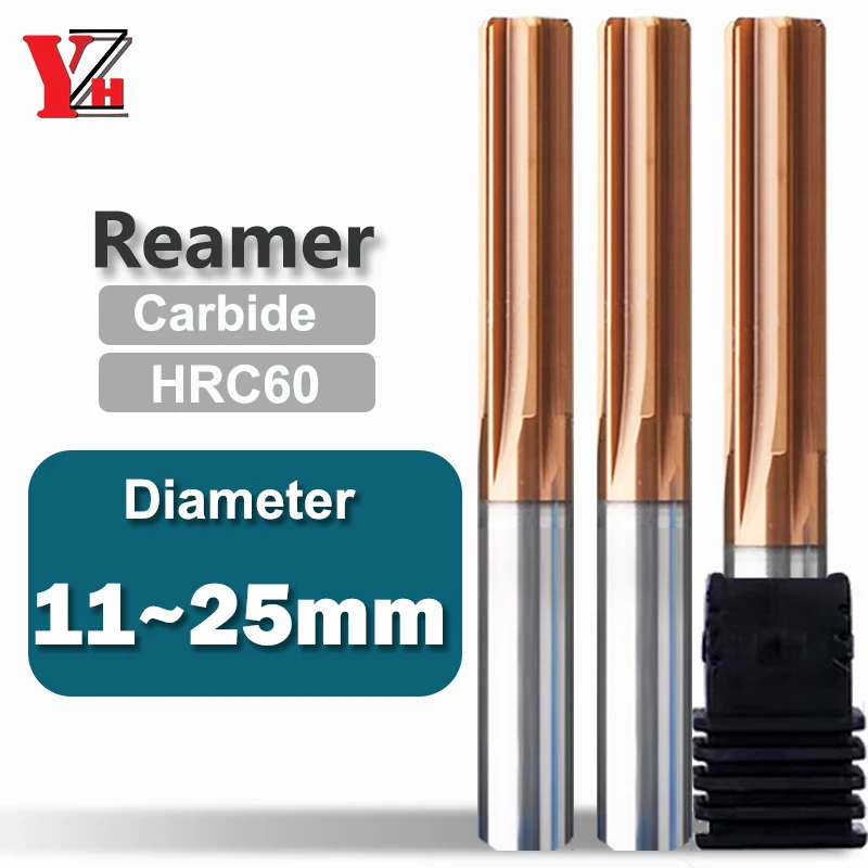 

YZH Carbide Machine Reamer HRC60 11mm ~25mm Coated Straight Groove 4F 6F Tolerance H7 Inner Hole Harened Steel Metal Cutter CNC