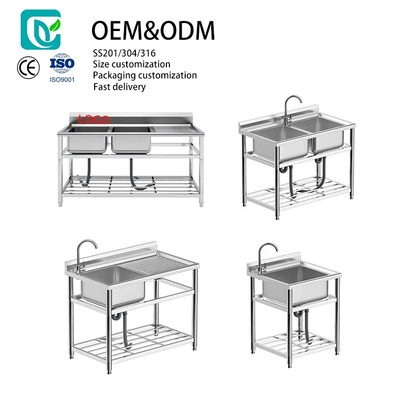 Top Selling Stainless Steel Commercial Sink Custom Kitchen Freestanding Equipment Durable Sink