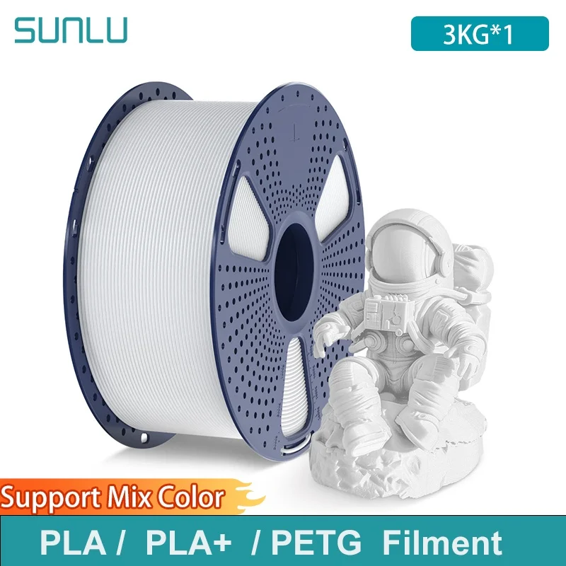 SUNLU 3KG 3D PLA/PETG/PLA PLUS Filament 1.75mm ± 0.02mm 3KG/rouleau Filament soigneusement enroulé adapté à la plupart des imprimantes 3D FDM et au stylo 3D