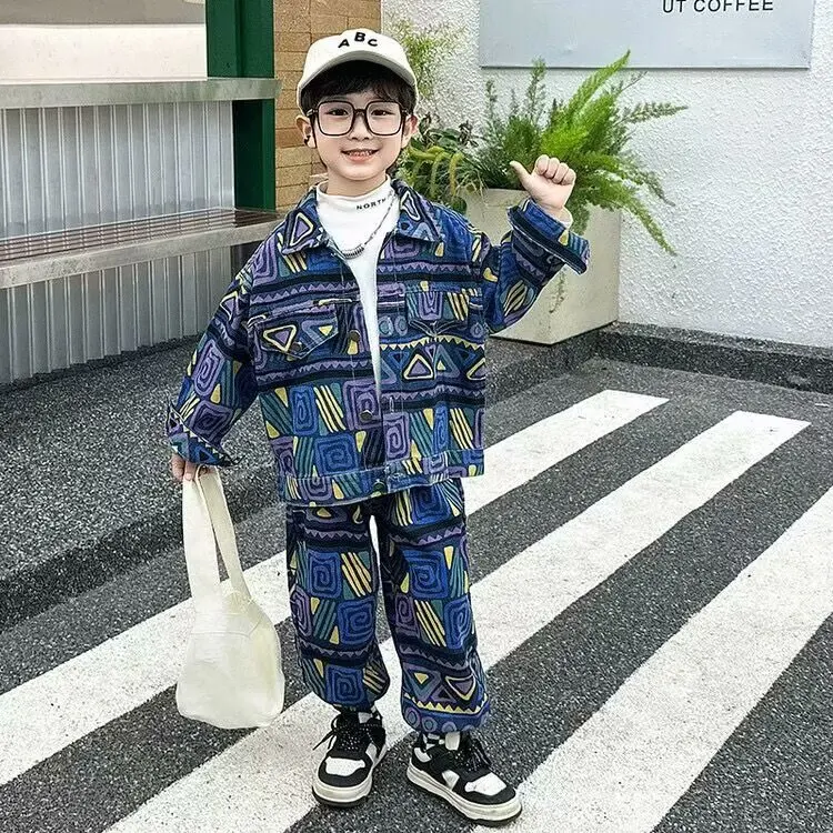 男の子と女の子のための2ピースデニム衣装セット,子供服,ジーンズ,コート,新しい秋のファッション