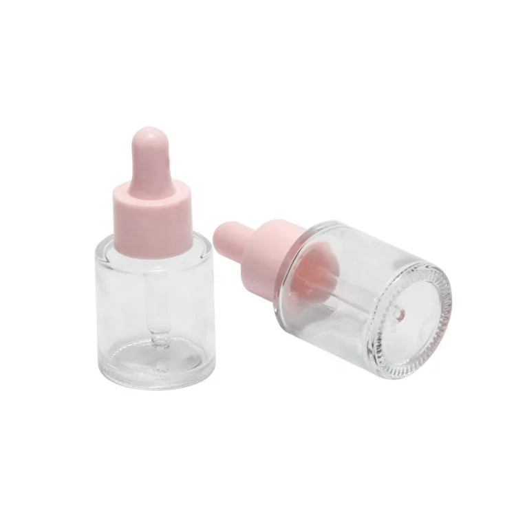 288pcs 20ml Empty Pink Glass Dropper Bottle Clear Pipette Vials Customized logo Serum Skincare Tone Bottles Cosmetic Packaging