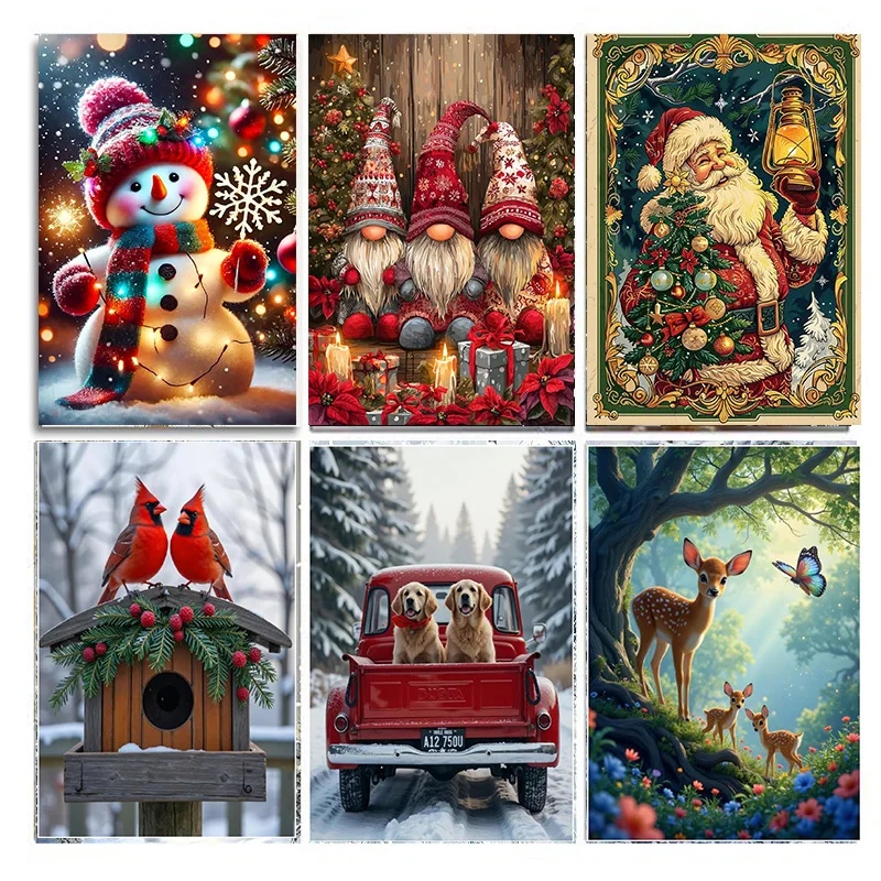 AB Drill Diamond Painting Weihnachten Schneemann 5D Diamant Malerei, Diamant Malerei Kit für Erwachsene und Anfänger DIY Mosaik Maki