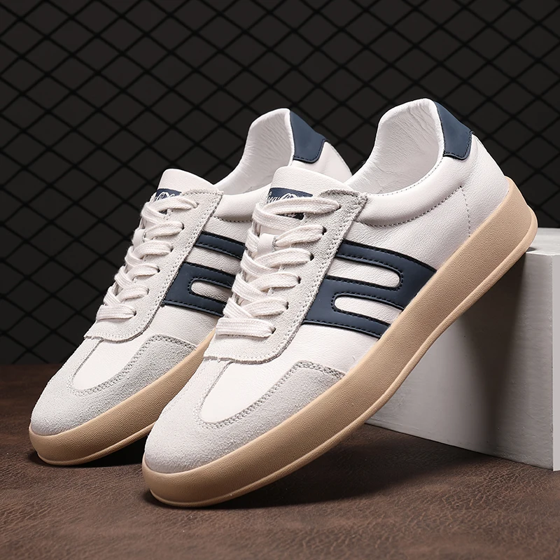 

Men's Genuine Leather Casual Shoes Lace-Up Male Walking Sneakers Outdoor Sports Shoes for Men Comfortable Slip-Resistant Flats