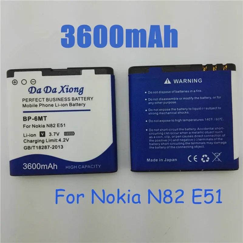 3600mAh BP 6MT BP-6MT BP6MT Li-ion Phone Battery For Nokia N81 N82 6720 E51 E51i