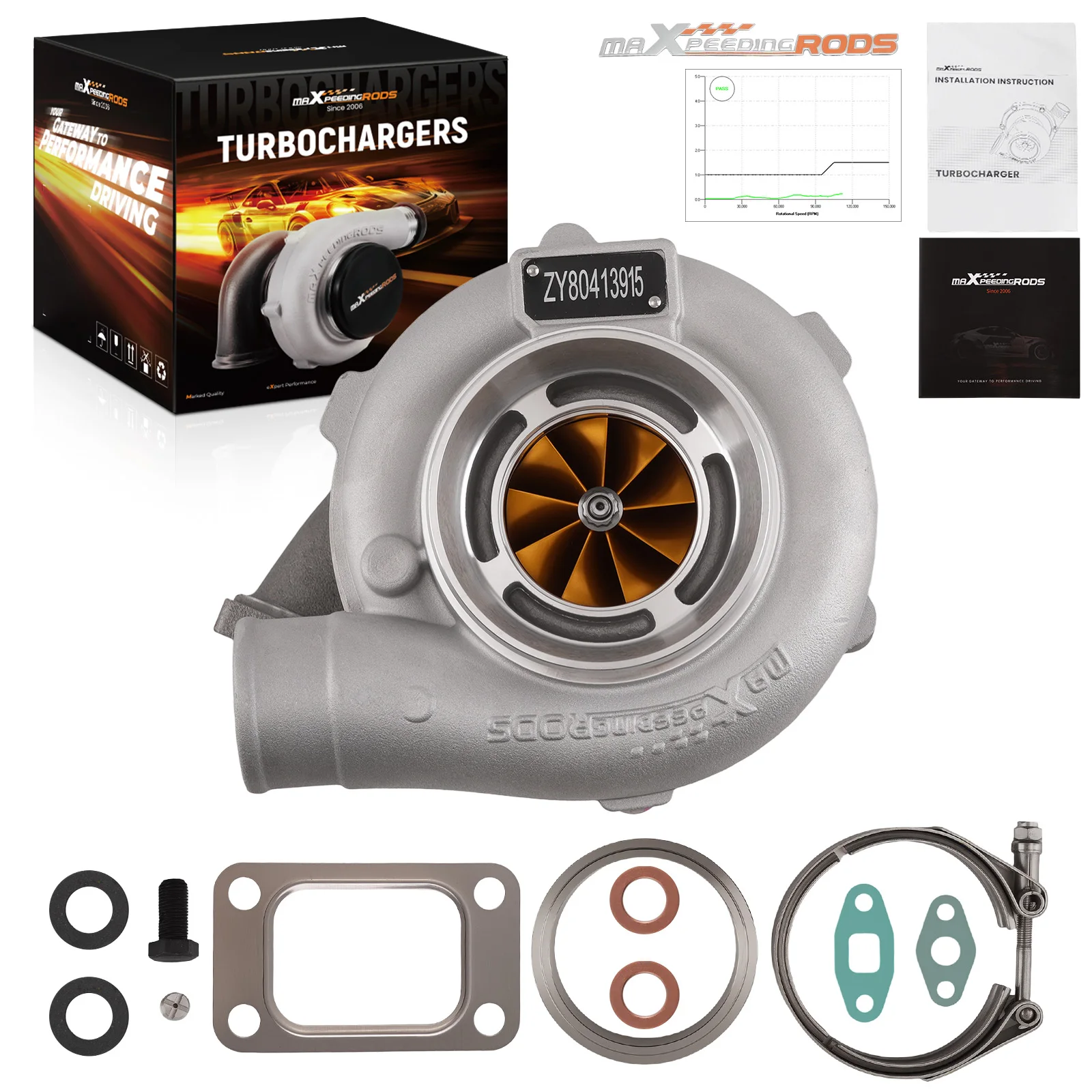 Billet GT3037 GT30 T3 Flansch A/R .60 Universal-Turbolader Wasser + Öl 500+PS