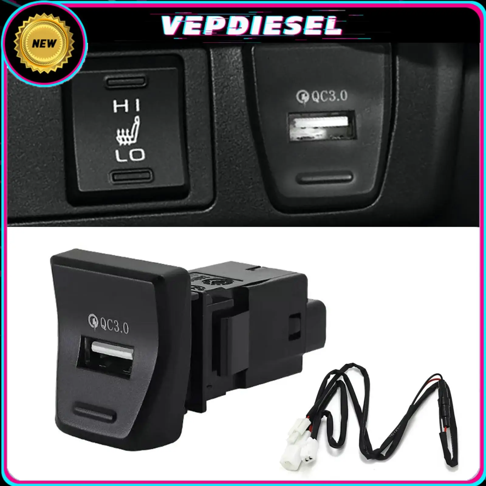 

QC 3.0 USB Hub For Toyota RAV4 2020-2022 Center Console LED Car Accessories