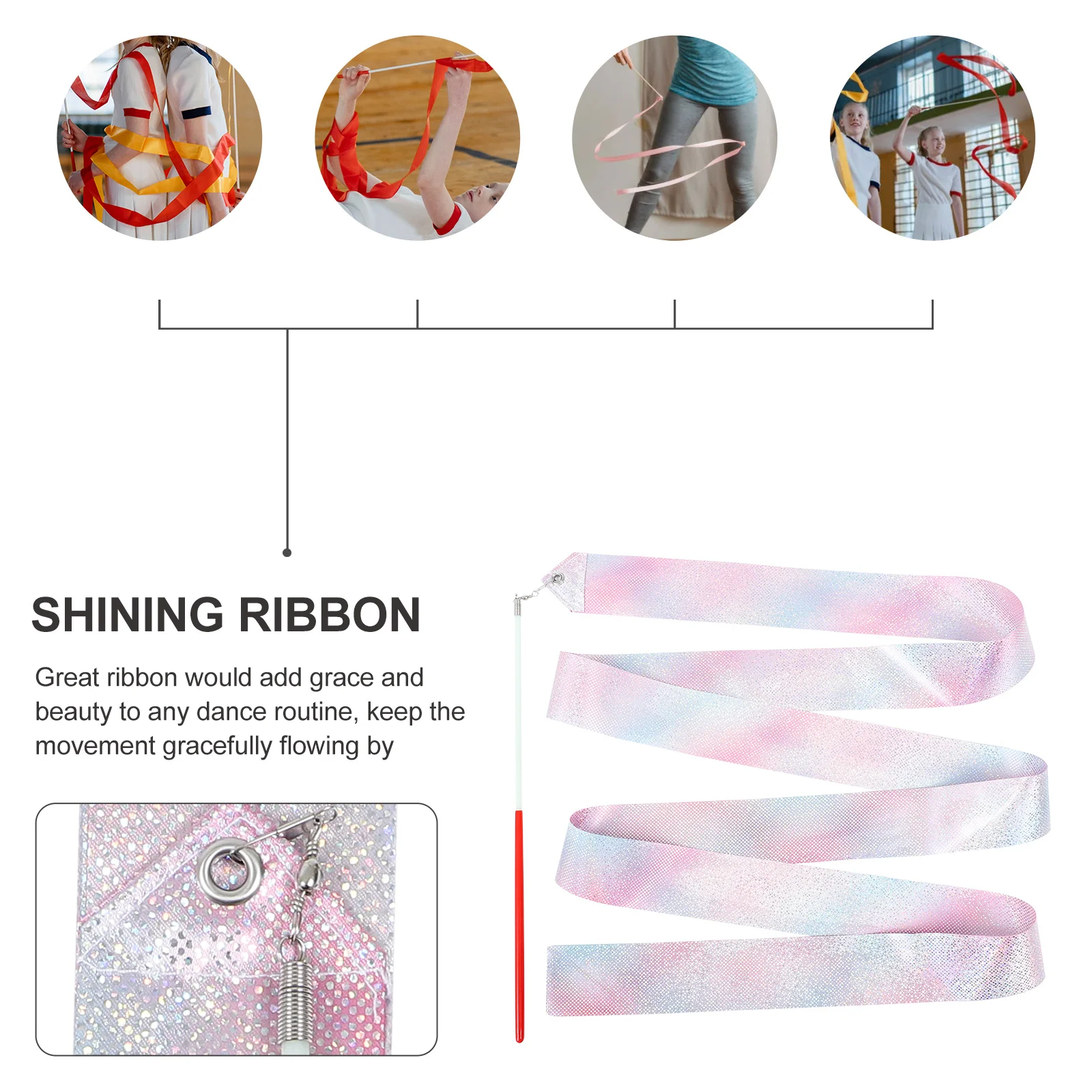 

2pcs Rhythmic Gymnastics Ribbons Dance Colored Streamers For Exercise Twirling Wands Decorative Performing Ribbon