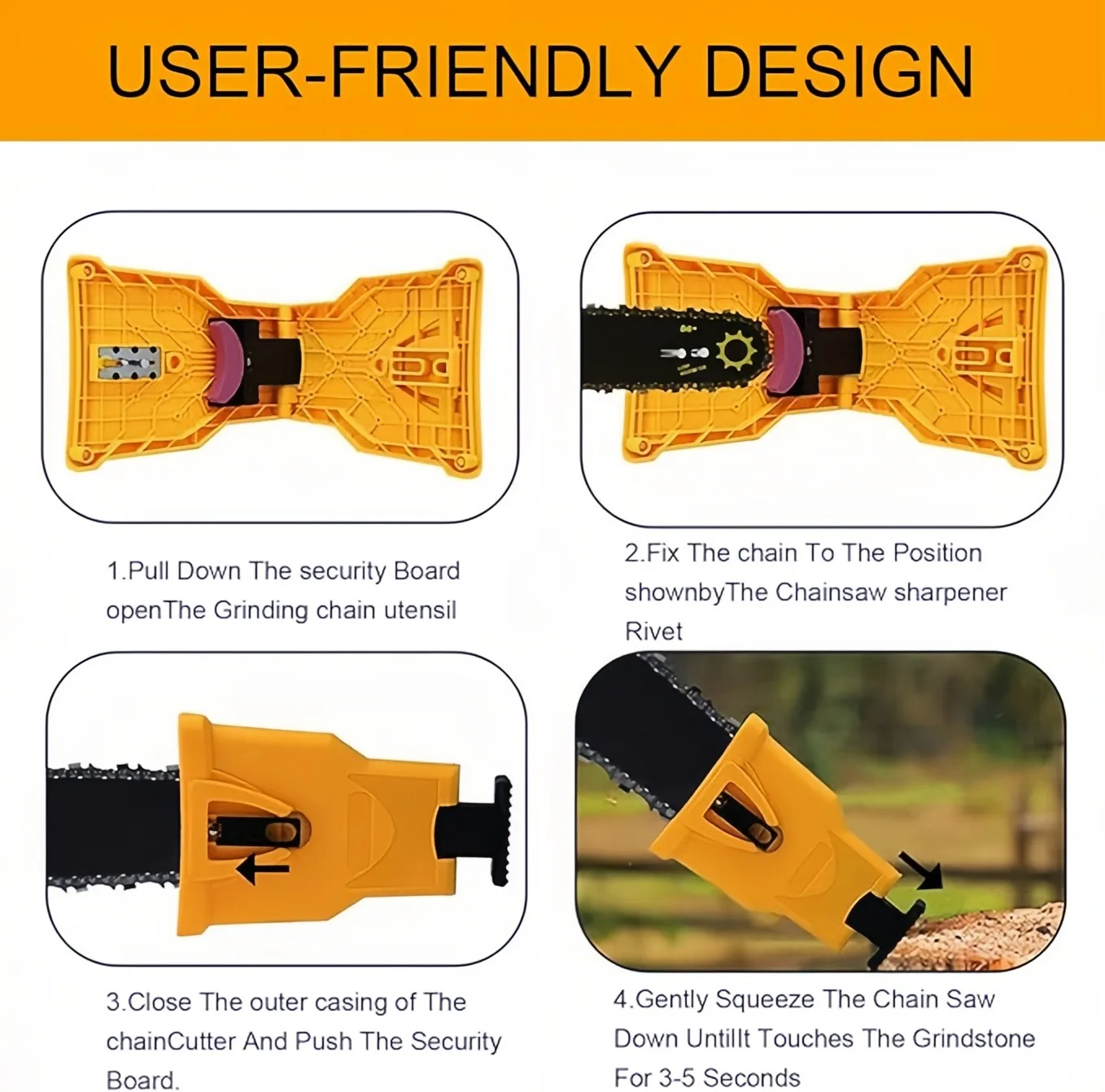 Tragbarer Kettensägenschärfer, universelles Kettensägeblatt-Schärfset mit 5 Schärfsteinen, Werkzeug zum Schärfen von Kettensägenkettenschärfen