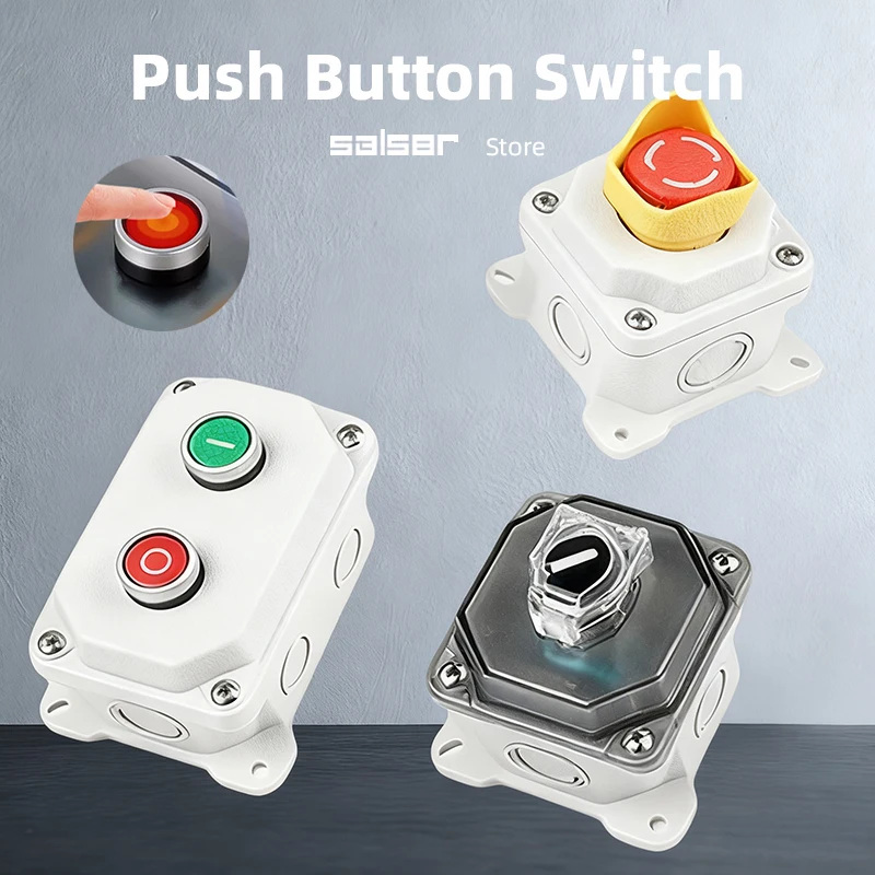 

Ручка кнопочного переключателя, винтовой блок управления, водонепроницаемый, огнестойкий, 1/2 отверстия, старт-стоп, промышленное наружное использование