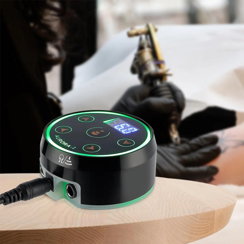 Aurora-2 Tattoo Pen Power Supply Mini LCD Display Tattoo Power Supply Daul Mode Switching RGB Colorful Light with Adapter