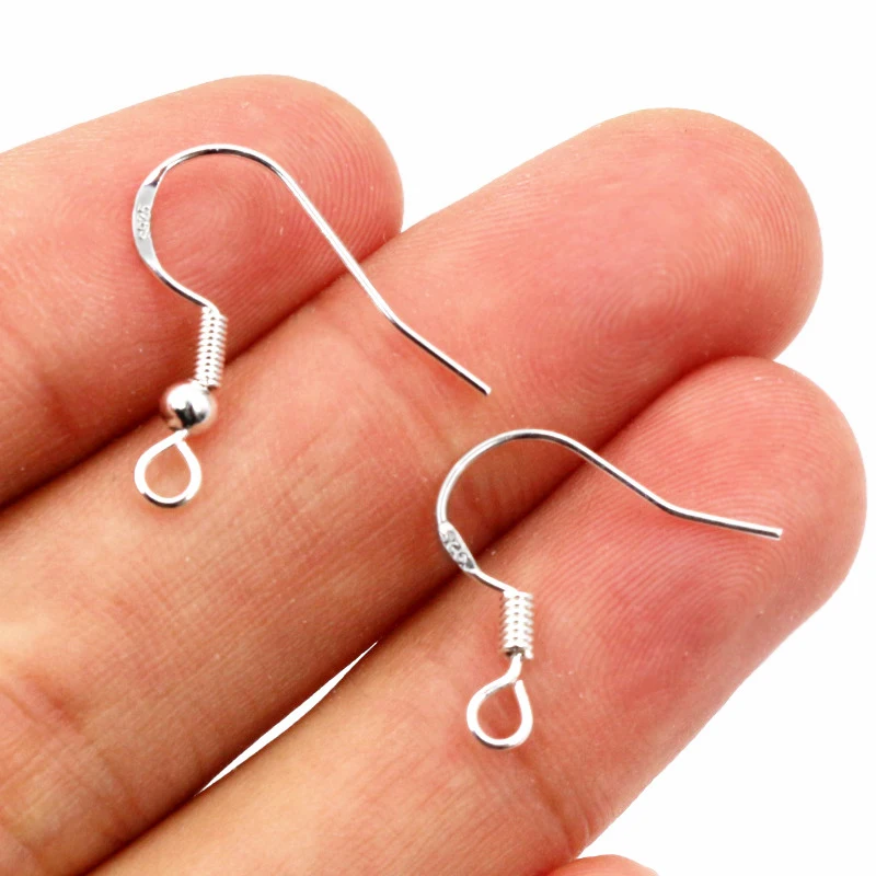 50pcs 16mm 925 Sterling Silver Plated Findings Earring Hooks Clasp Accessories For DIY Jewelry Making Wholesale Jewelrys