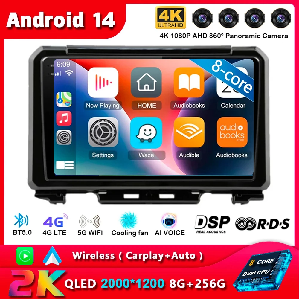 Android 14 Carplay Auto Car Radio For Suzuki Jimny 2018 2019 2020 Multimedia Video Player GPS Navigation DSP 2Din DVD Stereo 4G