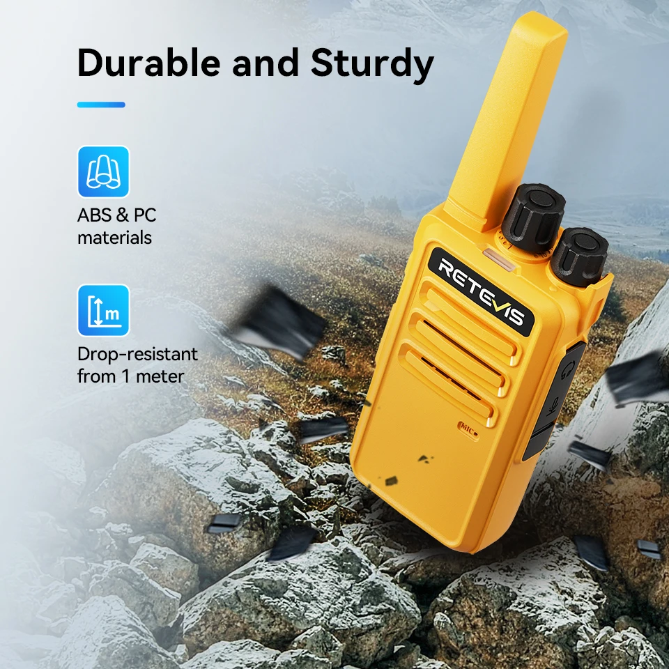 Retevis RT668 Walkie Talkie 2Pcs Portable PMR446 FRS Durable Walkie Talkies Long Range VOX Rechargeable Radio for Camping Hiking