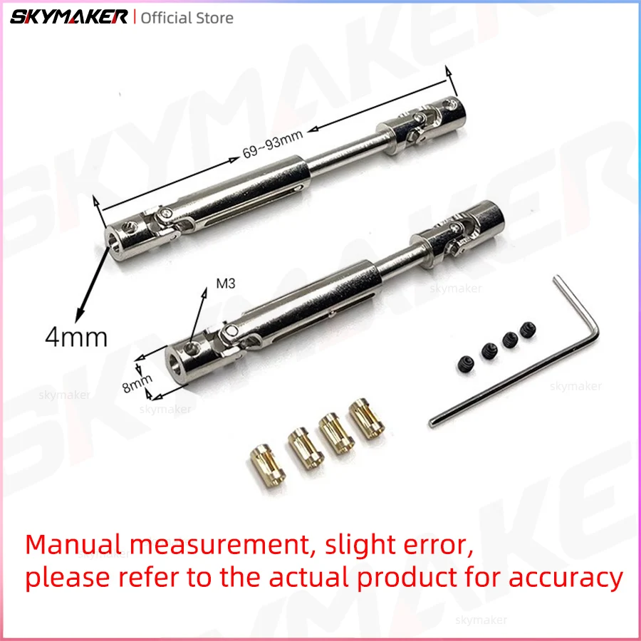 1/12 RC Car Crawler MN78 MN82 Mn168 Metal Drive Shaft CVD Driveshaft with 3mm To 4mm Shaft Sleeve  Upgrade Parts Accessories