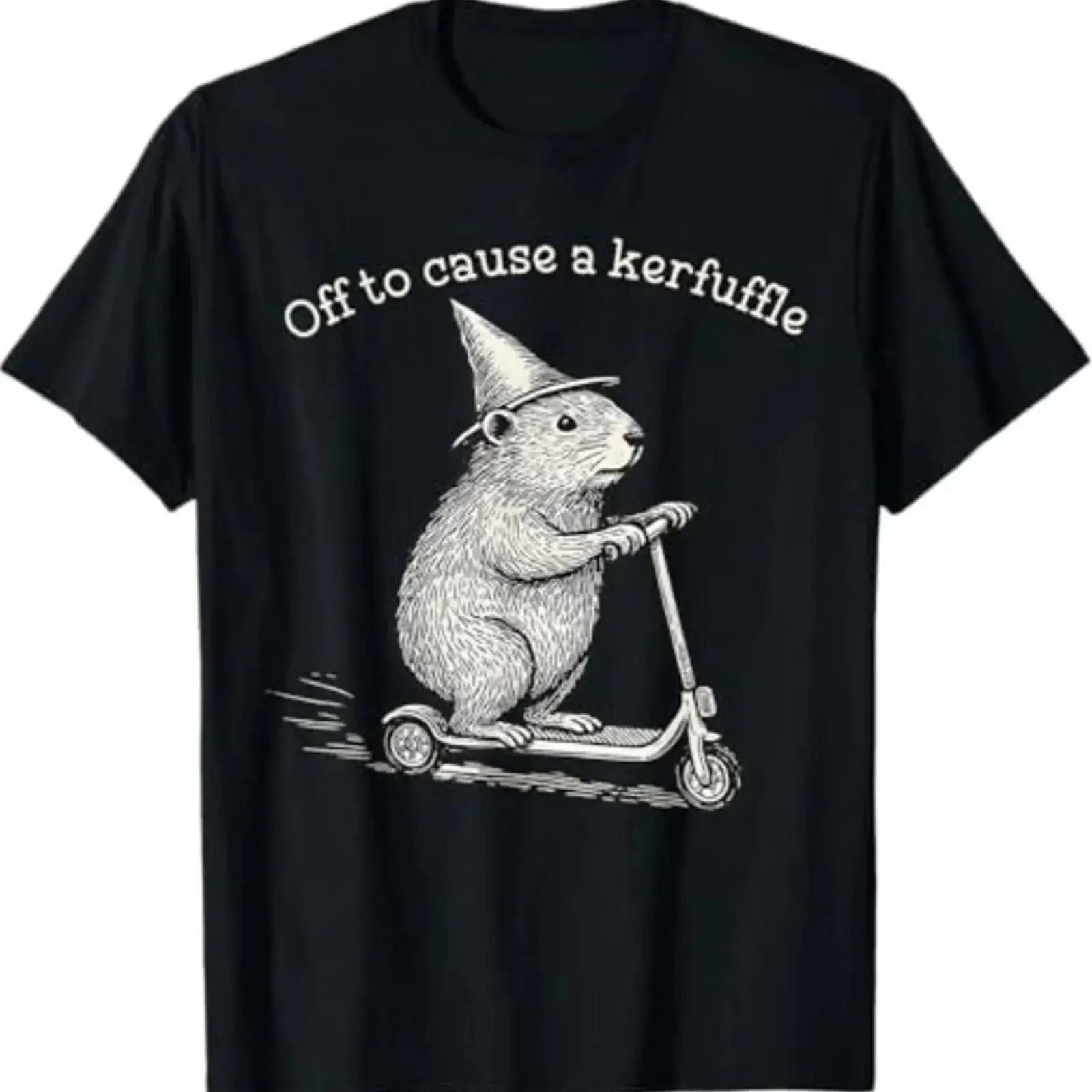 Whimsical Capy Wizard Off to Cause A Kerfuffle Meme Capybara T Shirt vintage Washed streetwear Soft homme Unisex