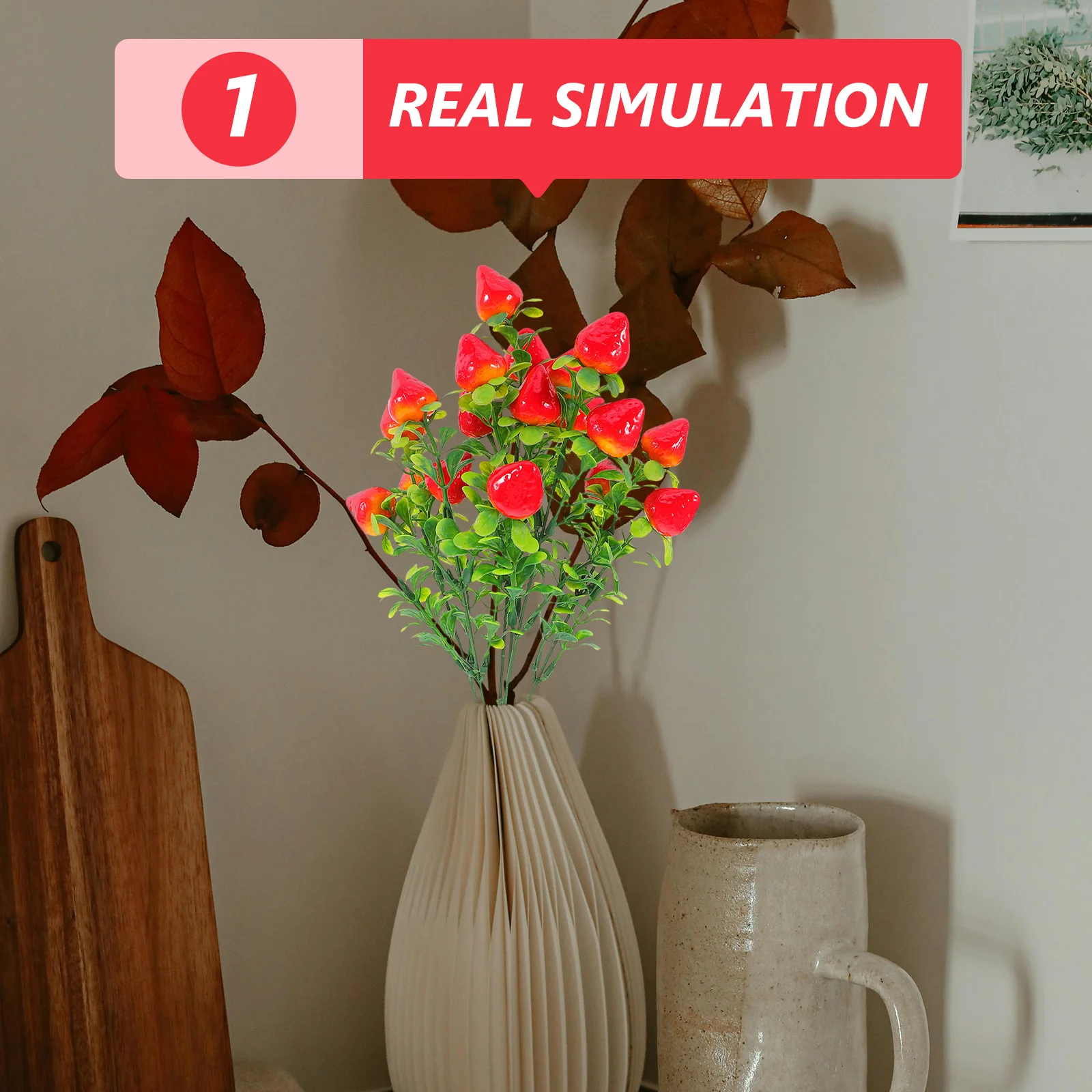 

3Pcs Artificial Strawberry Branch Bouquet Realistic Fake Fruit Decoration Table Centerpieces Home Bedroom Living Room