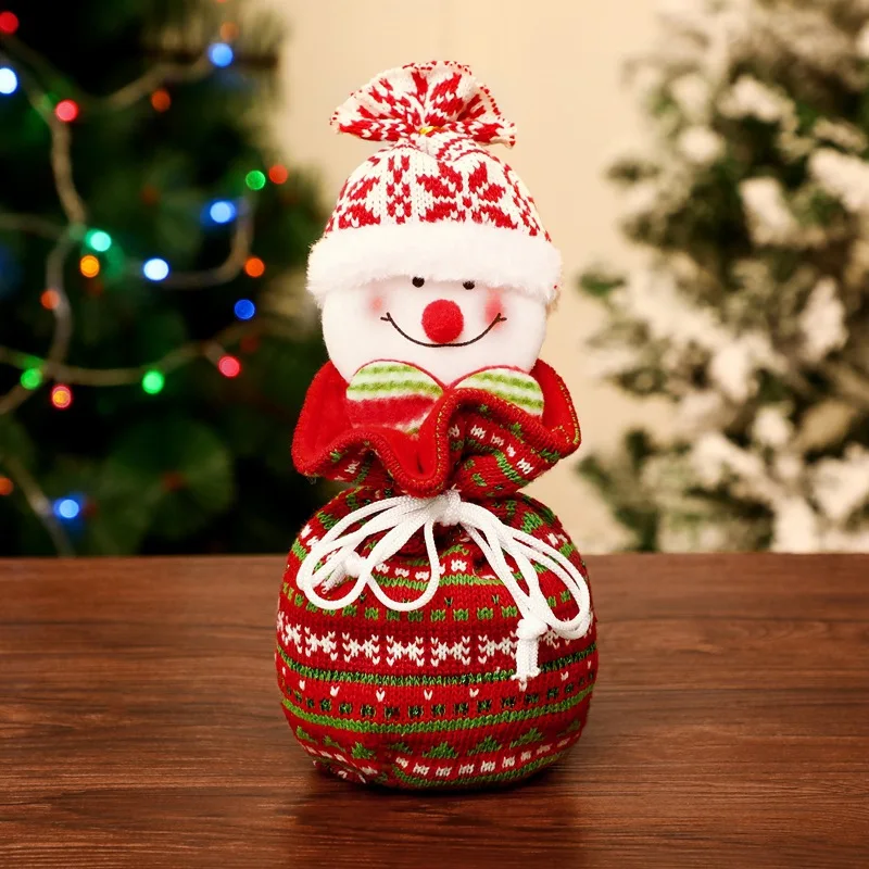 

Christmas Eve Candy Bag Gift Bag Elk Snowman Santa Claus 2022 New Christmas Knitted Apple Bag Children Adult Gift Bag