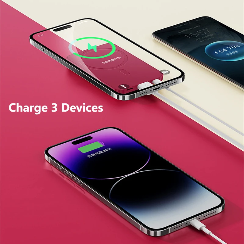 15W Magnetic Wireless Charger Magsafe Power Bank 20000mAh for iPhone 16 15 Xiaomi Samsung Mini Portable External Battery Charger