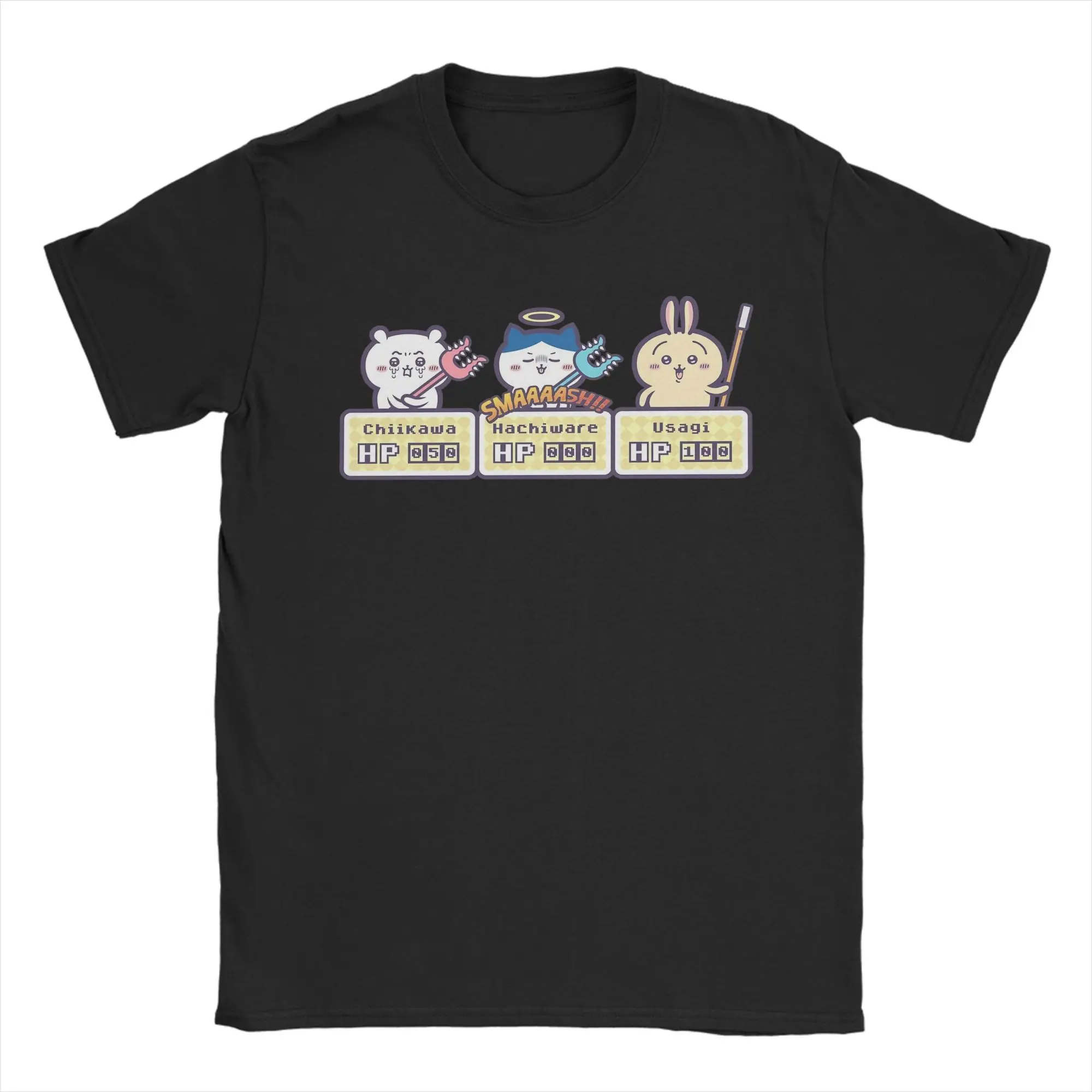 Chiikawas Rpg T Shirts for Men's Women's Kdis Cotton Unique T-Shirt Round Neck Tee Shirt Short Sleeve Tops Adult