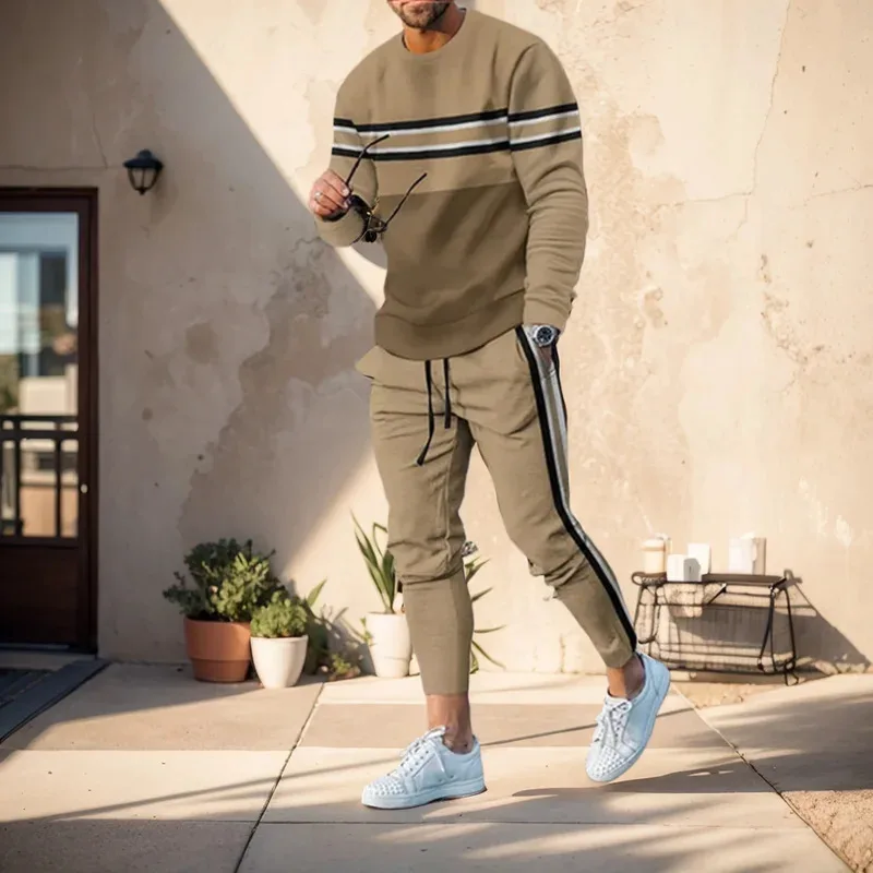 

Men's set 3D printing long sleeves sportswear T-shirt pants 2PCs set o-neck sweatshirt jogger sportswear 2 piece suit