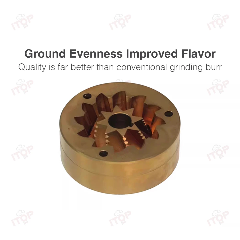 ITOP CGSY63Z Molinillo manual de dientes fantasma de 63 mm, molino de granos de café con revestimiento de titanio de acero inoxidable 420