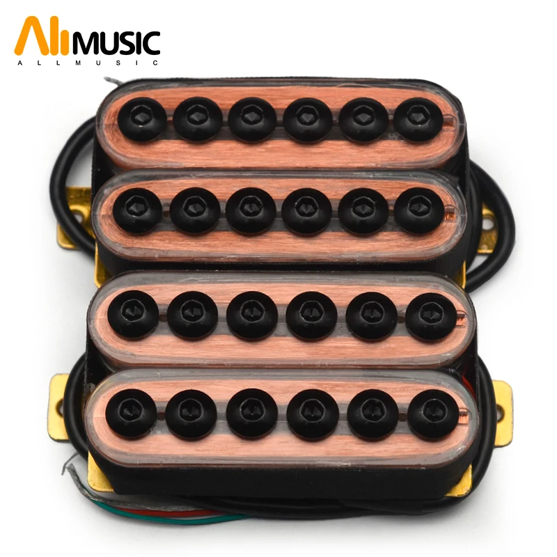 Electric Guitar Humbucker Big Adjustable Screw Dual Coil Guitar Pickup with 4 Conduct Cable/Coil Splitting Tansparents