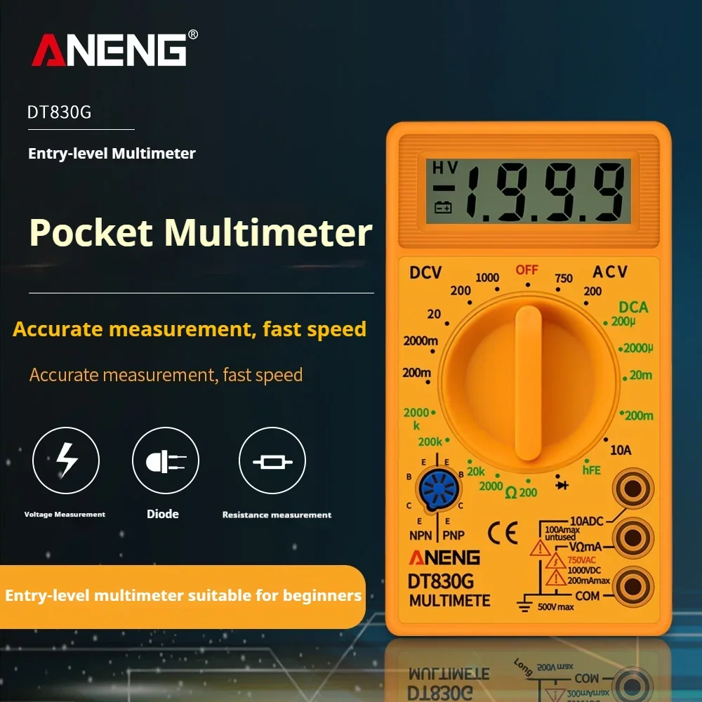 

Мини-многофункциональный высокоточный портативный цифровой мультиметр DT830G, специальный электрический простой инструментальный мультиметр