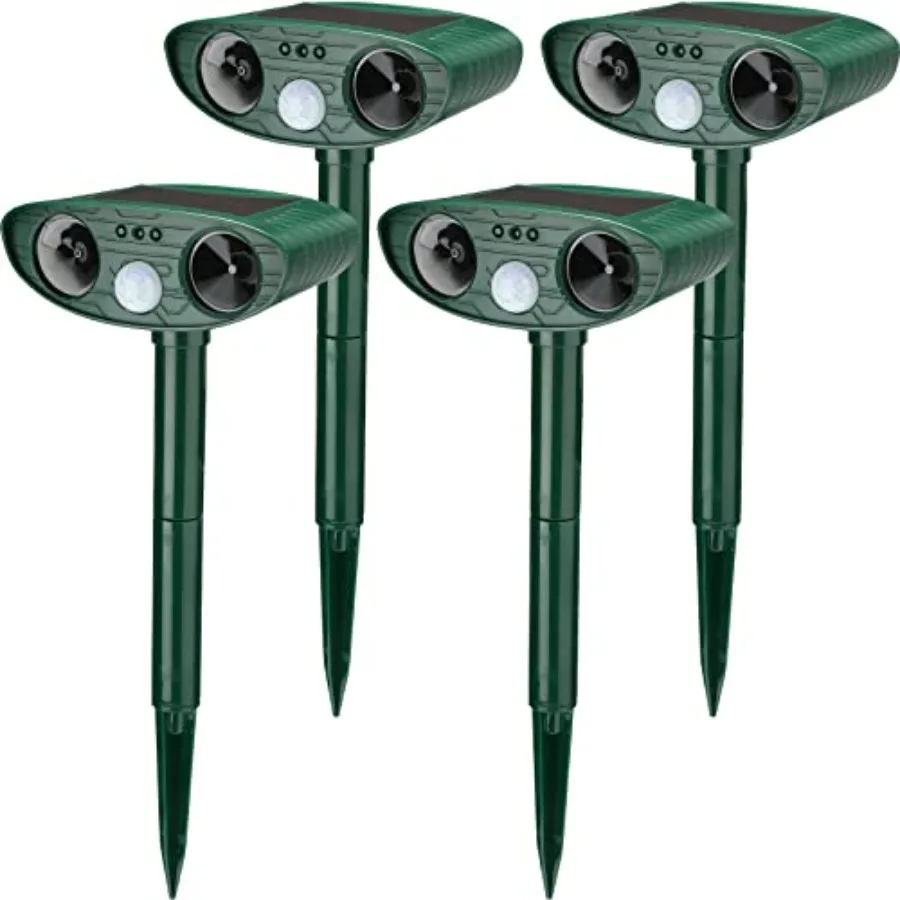 

Outdoor ultrasonic animal repeller with solar power, motion sensor, waterproof design for cats, dogs, squirrels, raccoons, skun