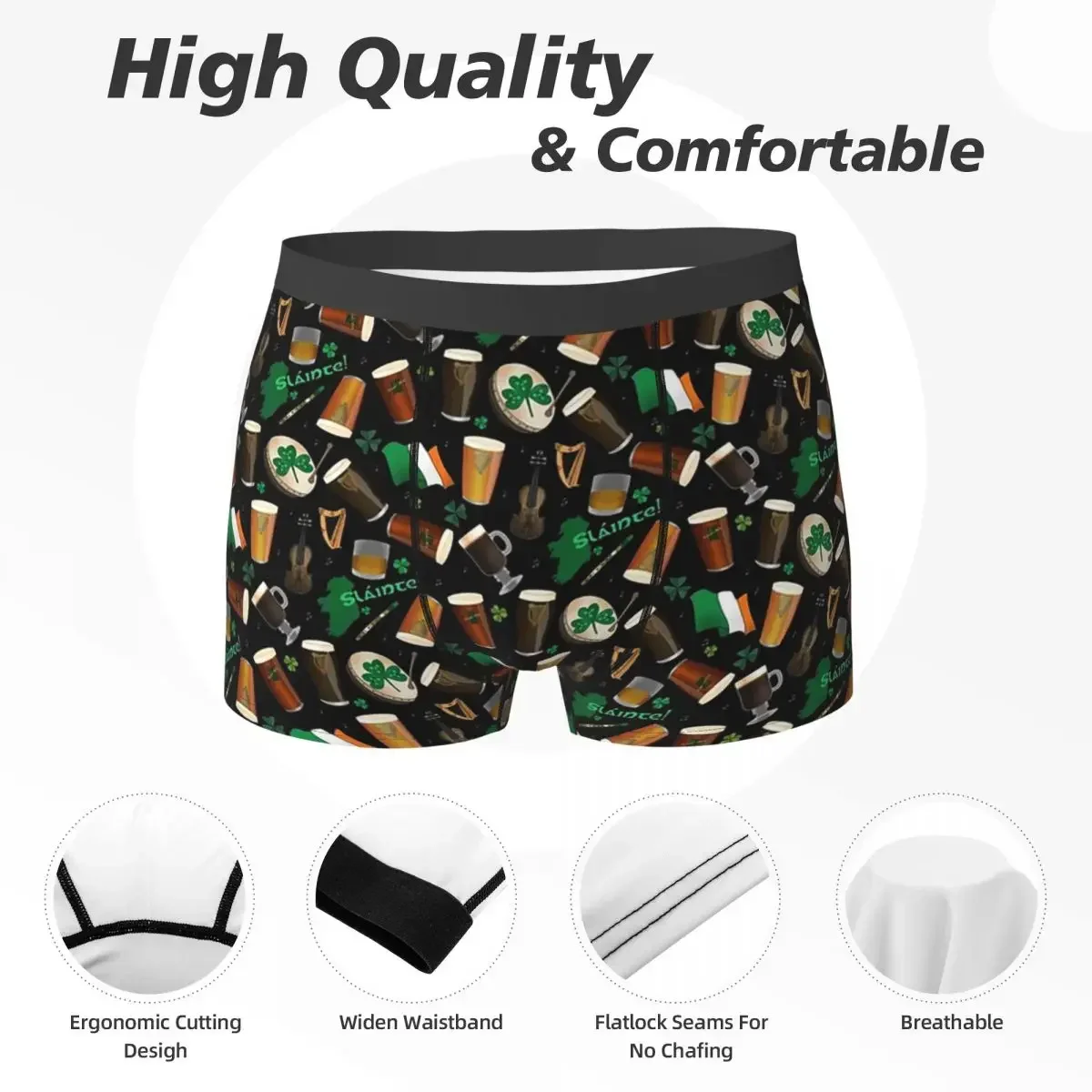 Cuecas boxer shorts irlandês pub calcinha homens ventilar roupa interior para homme homem namorado presentes